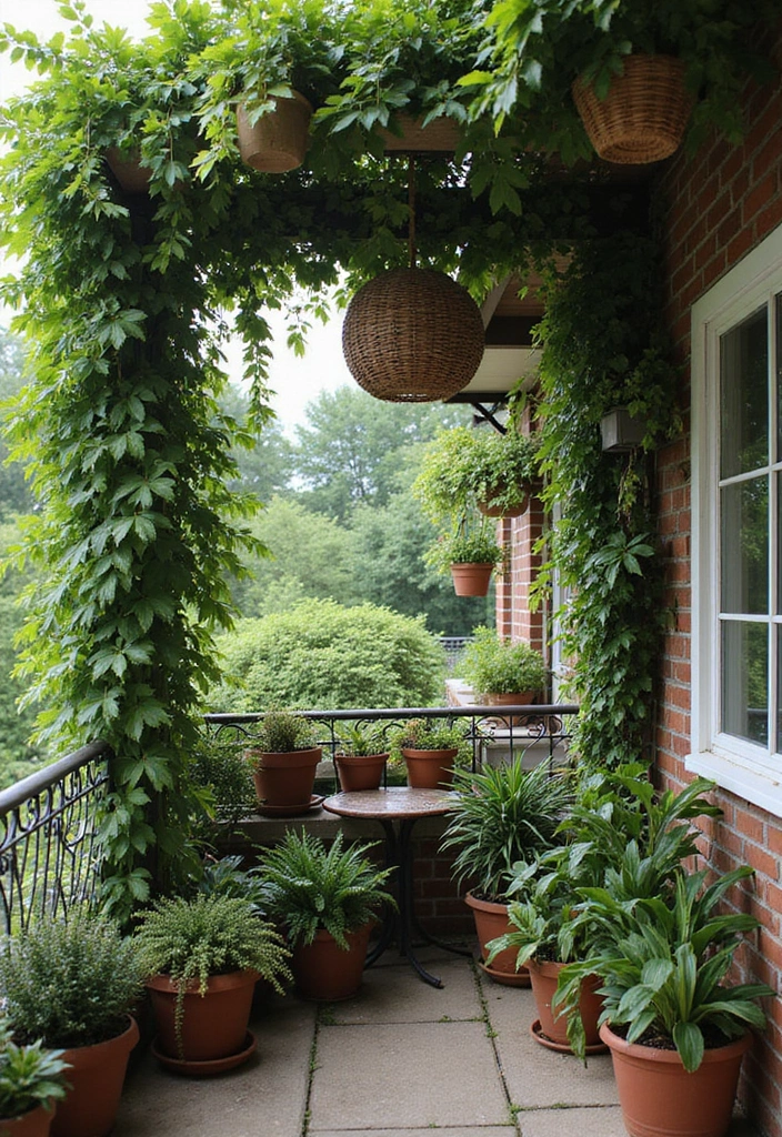 27 Balcony Privacy Hacks That Actually Work Beautifully 13 27 Balcony Privacy Hacks That Actually Work Beautifully - 13. Hanging Plants for Privacy