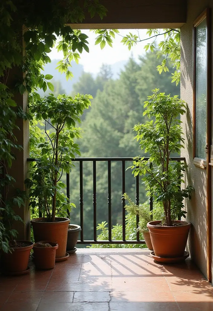 27 Balcony Privacy Hacks That Actually Work Beautifully 6 27 Balcony Privacy Hacks That Actually Work Beautifully - 6. Potted Trees