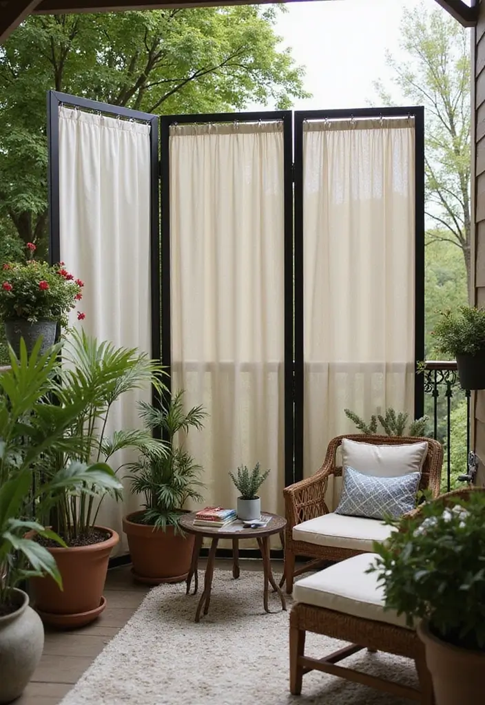 27 Balcony Privacy Hacks That Actually Work Beautifully 7 27 Balcony Privacy Hacks That Actually Work Beautifully - 7. Flexible Privacy Screens