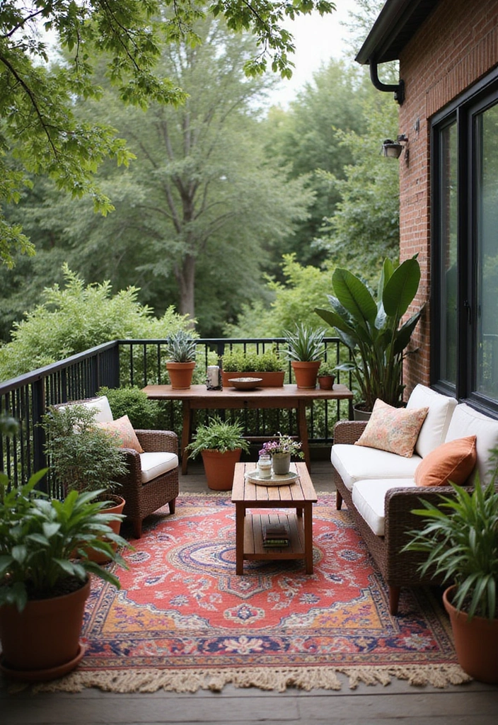 27 Balcony Privacy Hacks That Actually Work Beautifully 8 27 Balcony Privacy Hacks That Actually Work Beautifully - 8. Outdoor Rugs