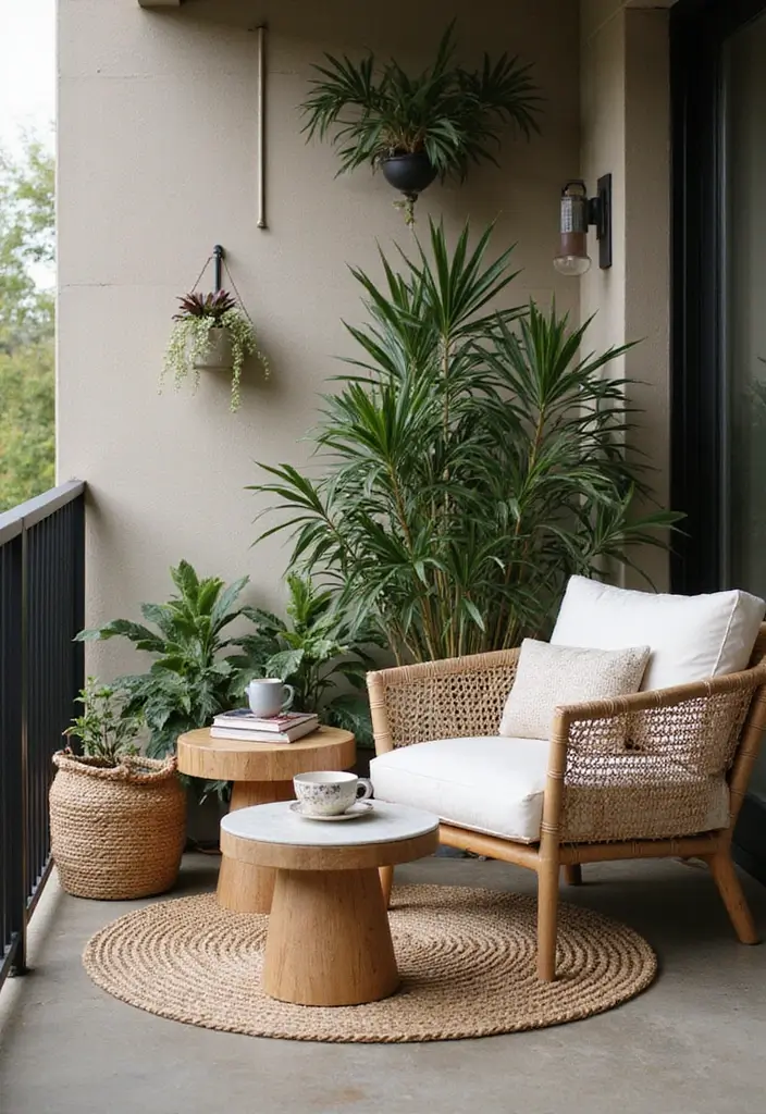27 Cozy Balcony Ideas That Feel Like a Mini Retreat - 12. Stylish Side Tables