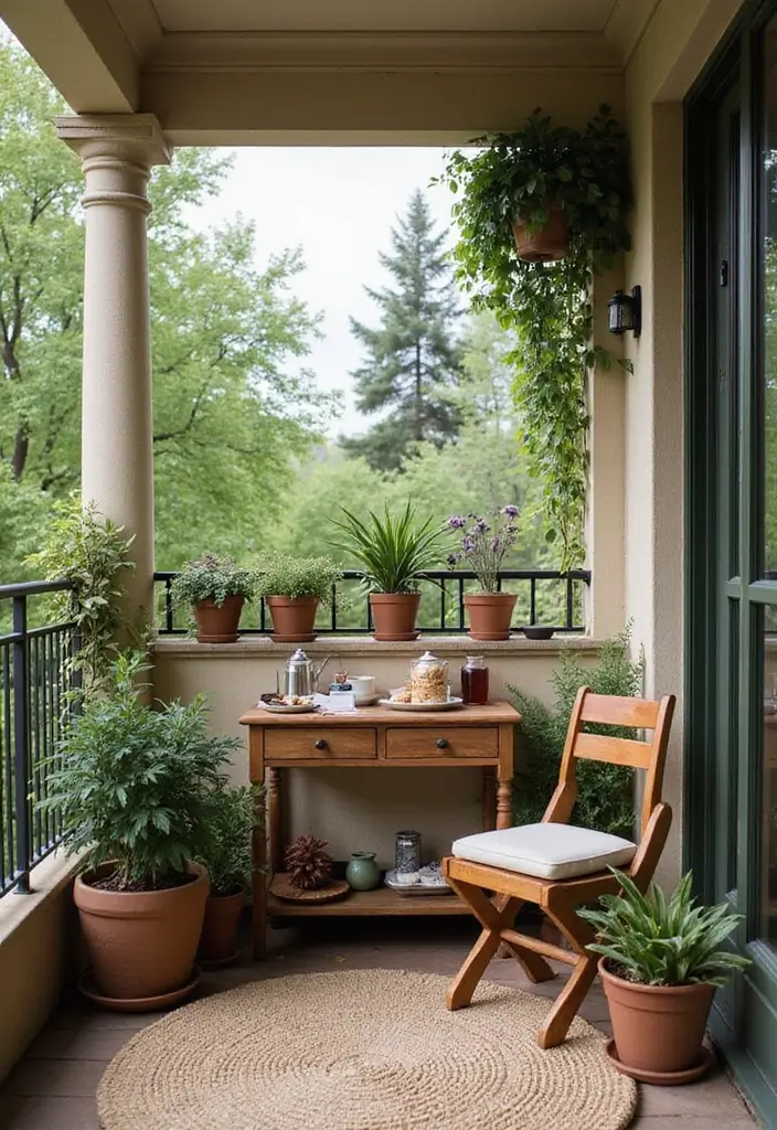 27 Cozy Balcony Ideas That Feel Like a Mini Retreat - 18. Cozy Tea or Coffee Station