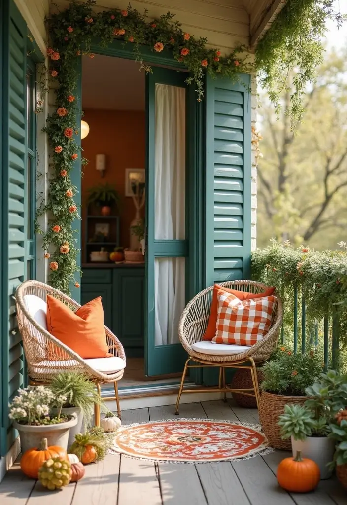 27 Cozy Balcony Ideas That Feel Like a Mini Retreat - 21. Seasonal Decor Switch-Up