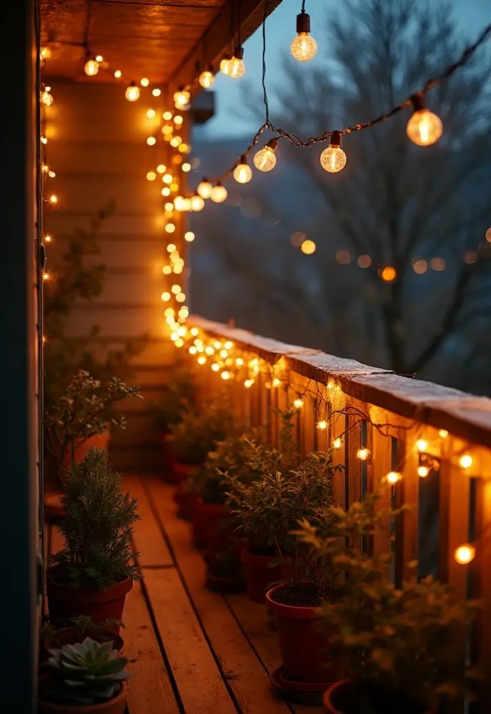 27 Diwali Lighting Ideas for Balcony That Feel Magical - 1. String Lights Galore