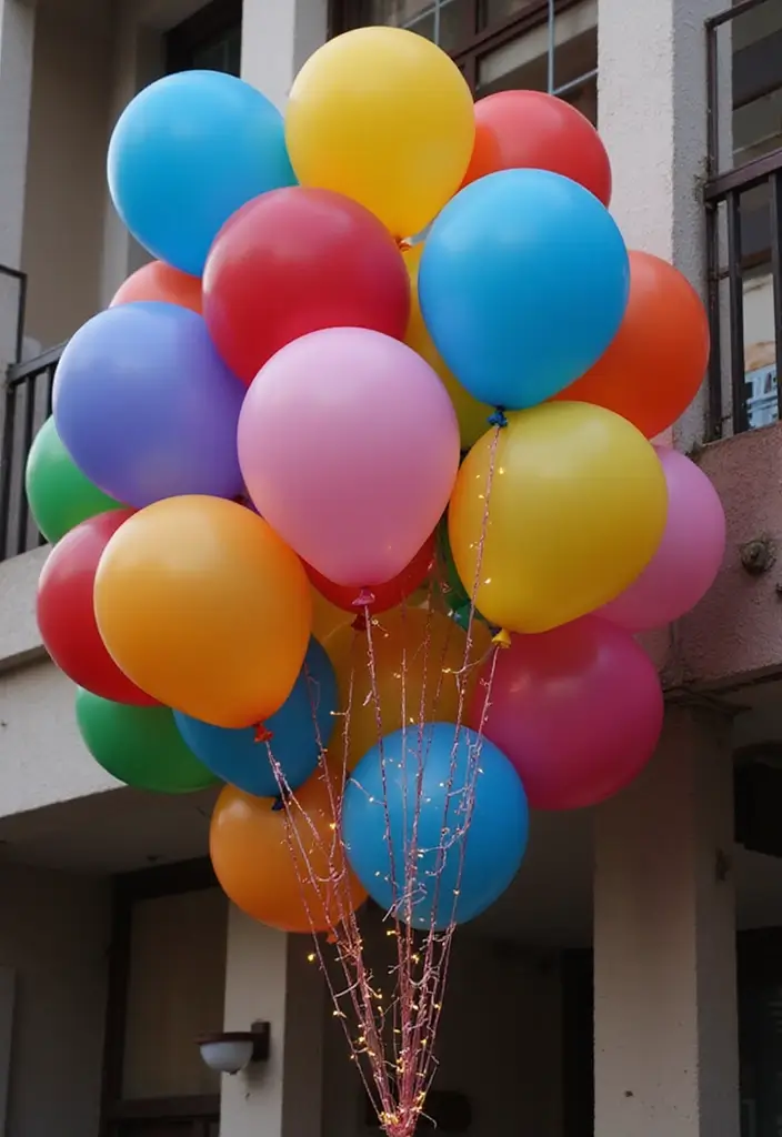 27 Diwali Lighting Ideas for Balcony That Feel Magical - 12. DIY Balloon Displays