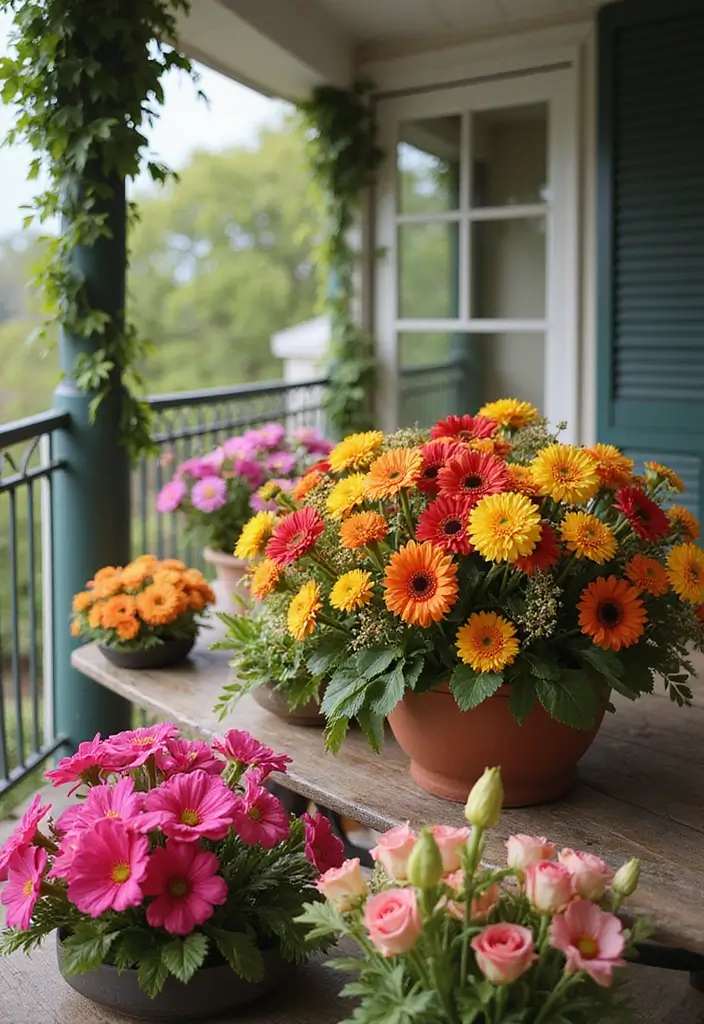 27 Diwali Lighting Ideas for Balcony That Feel Magical - 16. Bright Floral Arrangements