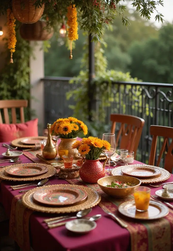 27 Diwali Lighting Ideas for Balcony That Feel Magical - 18. Creative Table Settings