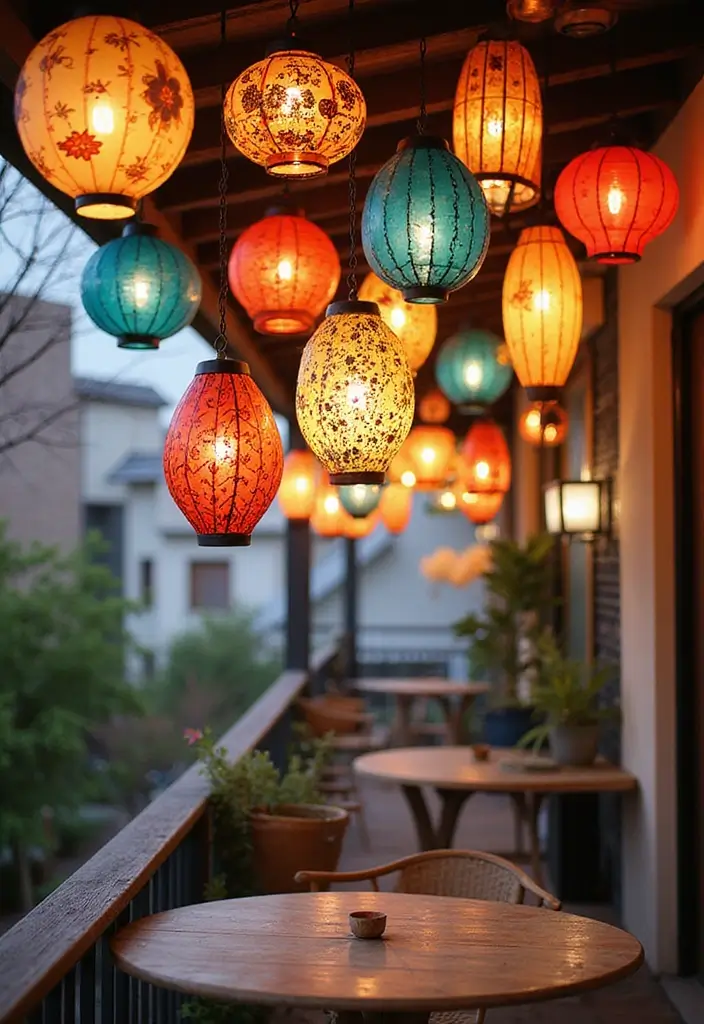 27 Diwali Lighting Ideas for Balcony That Feel Magical - 2. Lantern Love