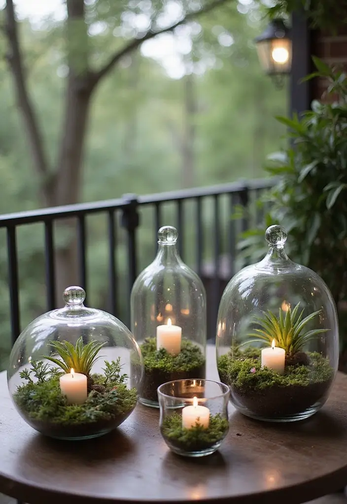 27 Diwali Lighting Ideas for Balcony That Feel Magical - 22. Elegant Glass Terrariums