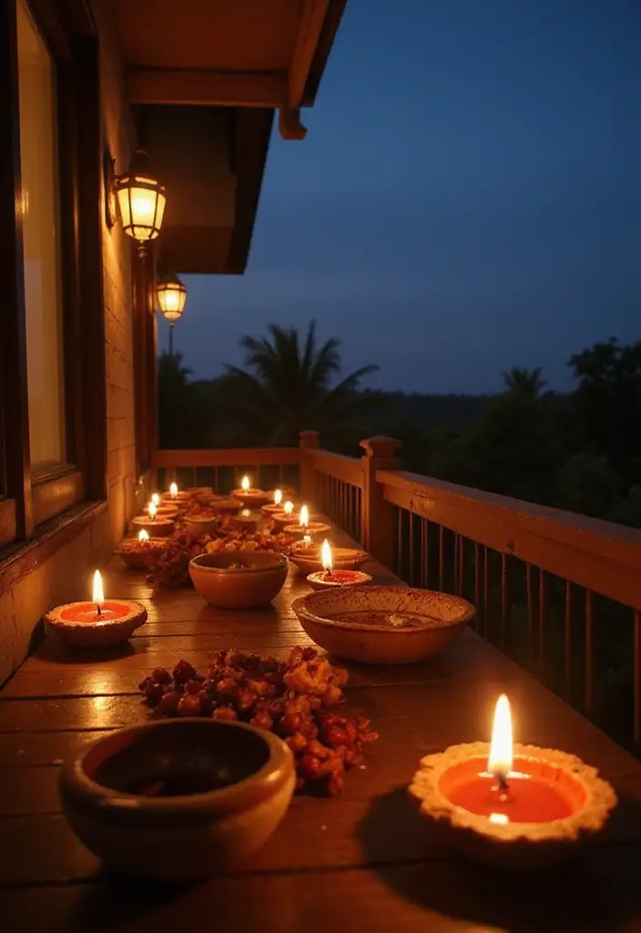 27 Diwali Lighting Ideas for Balcony That Feel Magical - 3. Magical Diyas