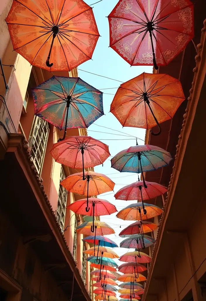 27 Diwali Lighting Ideas for Balcony That Feel Magical - 4. Festive Rajasthani Umbrellas