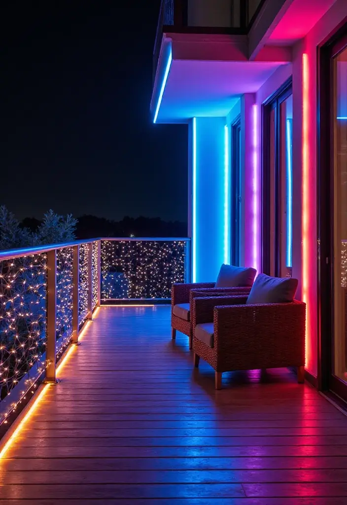 27 Diwali Lighting Ideas for Balcony That Feel Magical - 5. LED Strip Lights