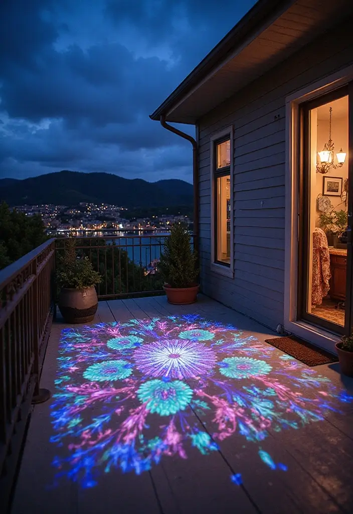 27 Diwali Lighting Ideas for Balcony That Feel Magical - 6. Outdoor Projectors