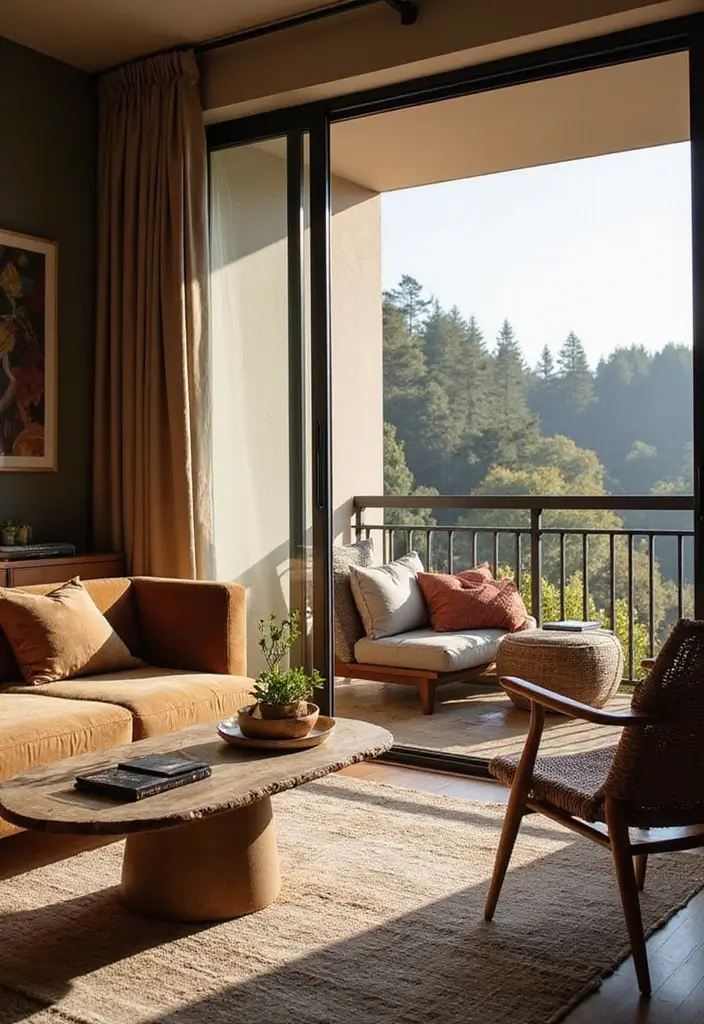 27 Living Room with Balcony Layouts That Feel Airy and Bright 14 27 Living Room with Balcony Layouts That Feel Airy and Bright - 14. Textural Play
