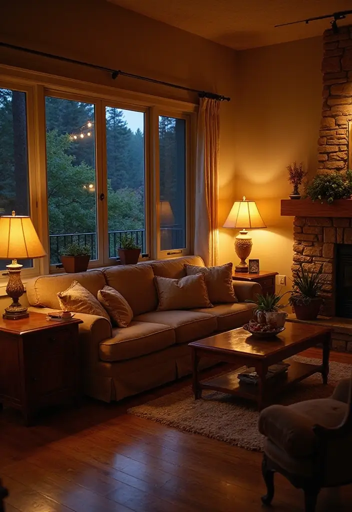 27 Living Room with Balcony Layouts That Feel Airy and Bright 17 27 Living Room with Balcony Layouts That Feel Airy and Bright - 17. Layered Lighting