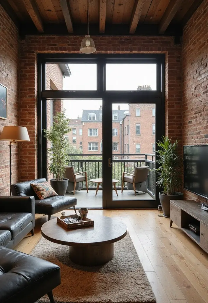 27 Living Room with Balcony Layouts That Feel Airy and Bright 20 27 Living Room with Balcony Layouts That Feel Airy and Bright - 20. Industrial Edge