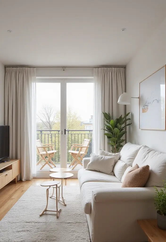 27 Living Room with Balcony Layouts That Feel Airy and Bright 4 27 Living Room with Balcony Layouts That Feel Airy and Bright - 4. Scandinavian Simplicity
