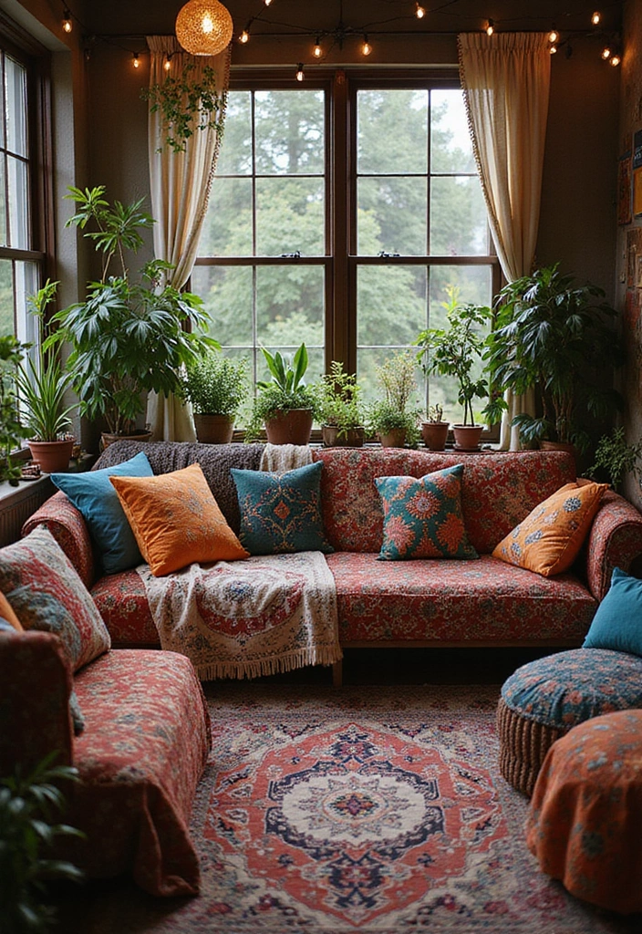 27 Living Room with Balcony Layouts That Feel Airy and Bright 5 27 Living Room with Balcony Layouts That Feel Airy and Bright - 5. Bohemian Bliss