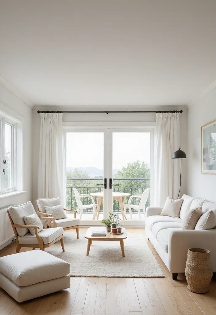 27 Living Room with Balcony Layouts That Feel Airy and Bright 6 27 Living Room with Balcony Layouts That Feel Airy and Bright - 6. Bright White Spaces