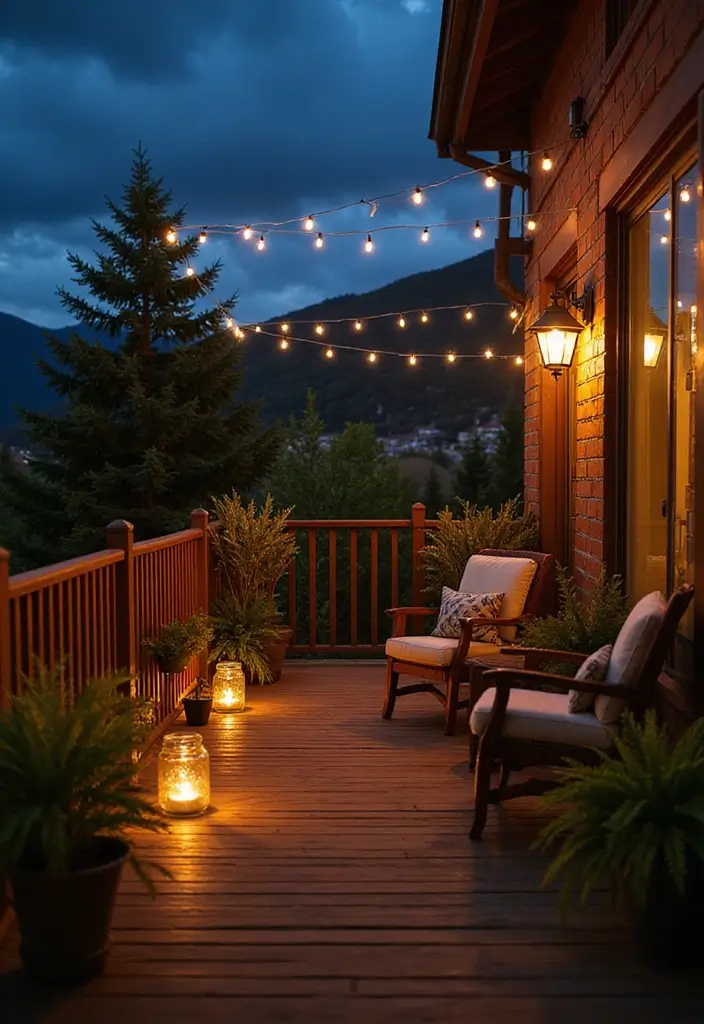 27 Small Balcony Ideas on a Budget That Look High-End - 3. DIY Outdoor Lighting