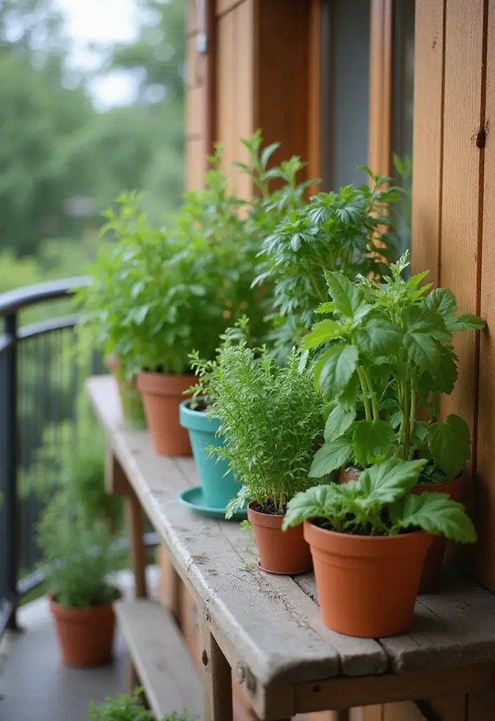 27 Small Balcony Ideas on a Budget That Look High-End - 4. Create a Herb Garden