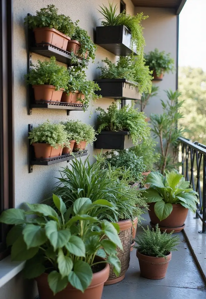 28 Balcony Apartment Ideas That Maximize Small Spaces 1 28 Balcony Apartment Ideas That Maximize Small Spaces - 1. Vertical Plant Shelves