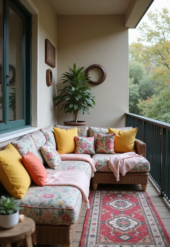 28 Balcony Apartment Ideas That Maximize Small Spaces 11 28 Balcony Apartment Ideas That Maximize Small Spaces - 11. Colorful Cushions and Throws