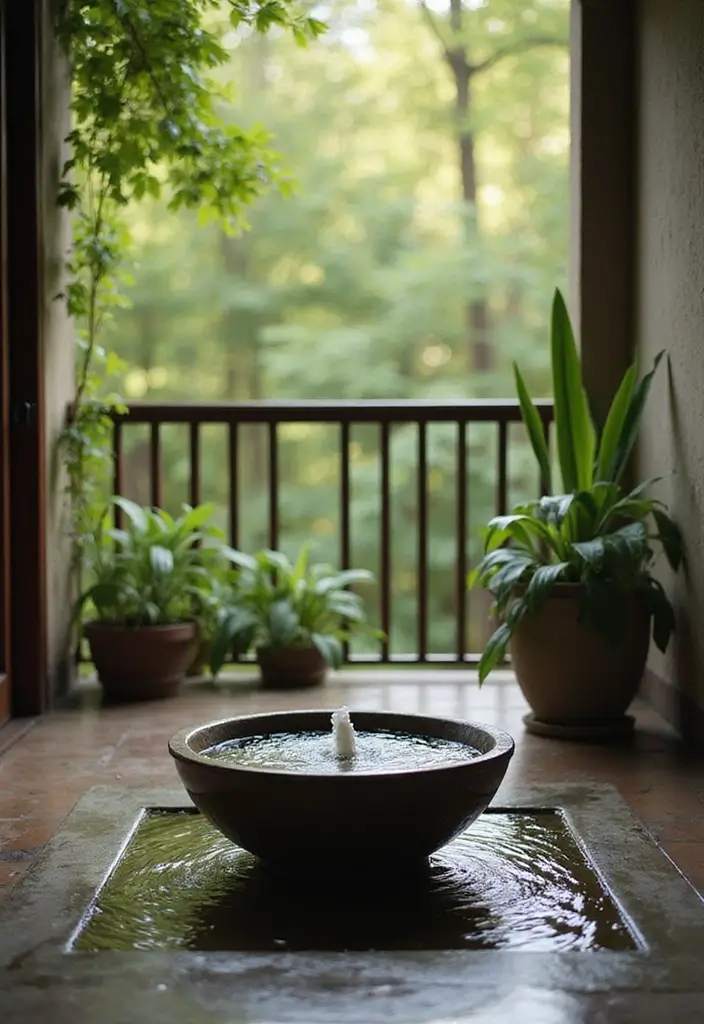 28 Balcony Apartment Ideas That Maximize Small Spaces 14 28 Balcony Apartment Ideas That Maximize Small Spaces - 14. Small Water Feature