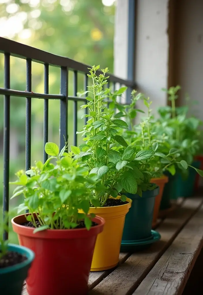 28 Balcony Apartment Ideas That Maximize Small Spaces 8 28 Balcony Apartment Ideas That Maximize Small Spaces - 8. Potted Herb Garden