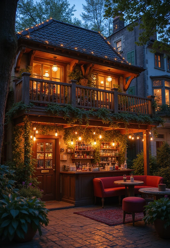 28 Balcony Bar Ideas Perfect for Relaxing Nights at Home 12 28 Balcony Bar Ideas Perfect for Relaxing Nights at Home - 12. Whimsical Fairy Light Bar