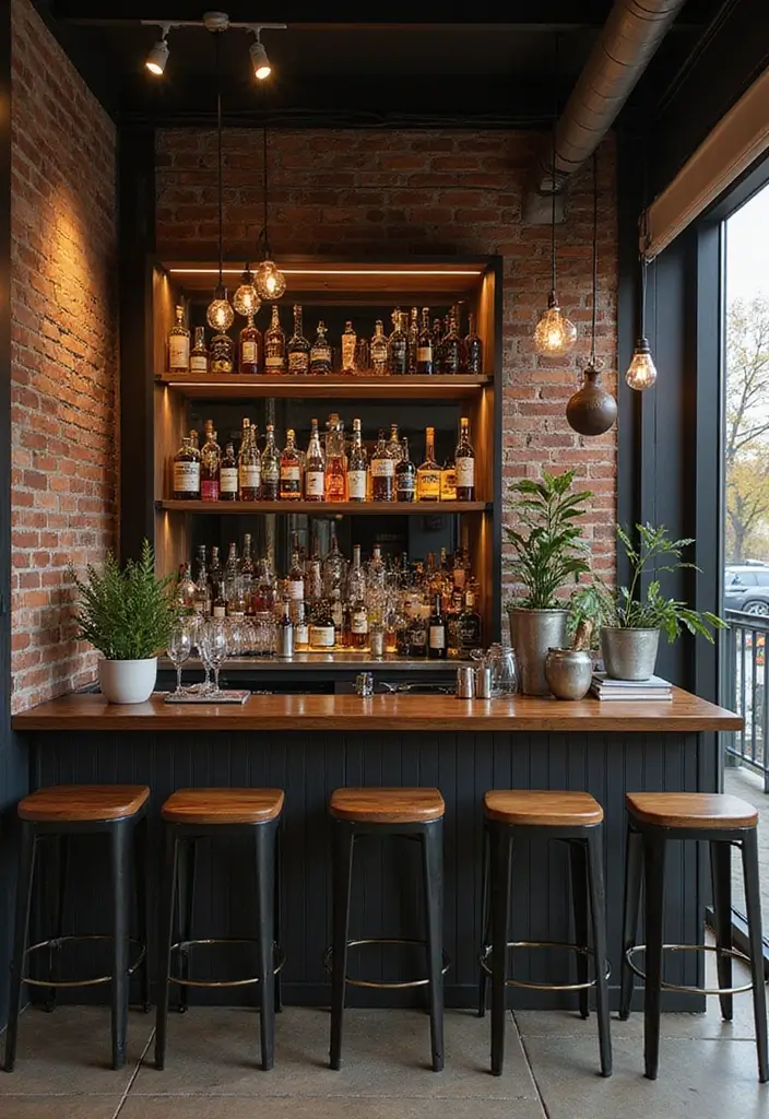 28 Balcony Bar Ideas Perfect for Relaxing Nights at Home 17 28 Balcony Bar Ideas Perfect for Relaxing Nights at Home - 17. Industrial Style Bar