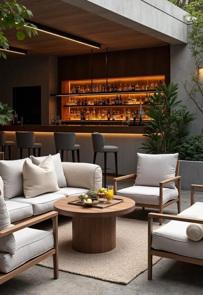28 Balcony Bar Ideas Perfect for Relaxing Nights at Home 18 28 Balcony Bar Ideas Perfect for Relaxing Nights at Home - 18. Elevated Outdoor Lounge