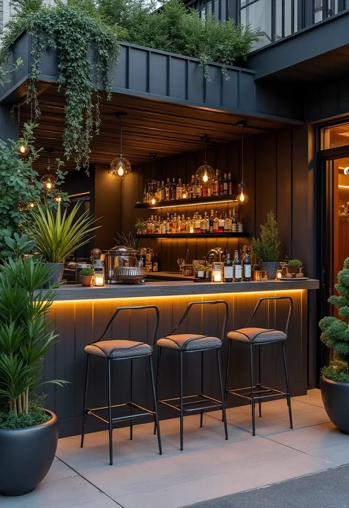 28 Balcony Bar Ideas Perfect for Relaxing Nights at Home 2 28 Balcony Bar Ideas Perfect for Relaxing Nights at Home - 2. Modern Minimalist Bar