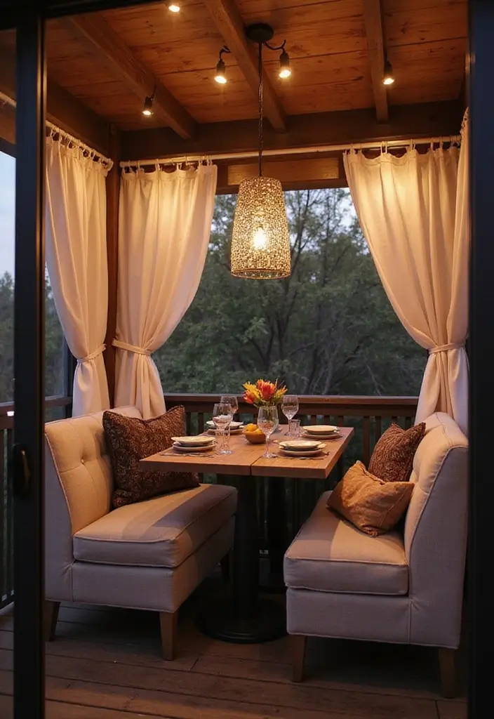 28 Balcony Bar Ideas Perfect for Relaxing Nights at Home 22 28 Balcony Bar Ideas Perfect for Relaxing Nights at Home - 22. Cozy Nook Setup