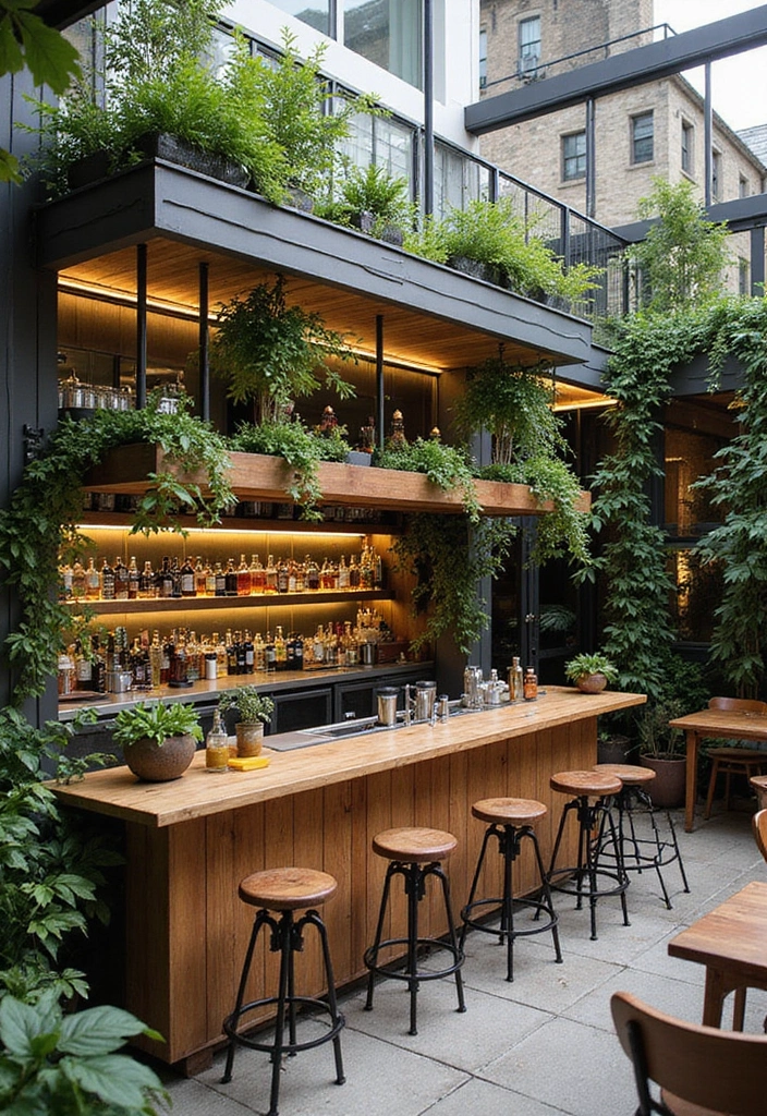 28 Balcony Bar Ideas Perfect for Relaxing Nights at Home 23 28 Balcony Bar Ideas Perfect for Relaxing Nights at Home - 23. Terraced Garden Bar
