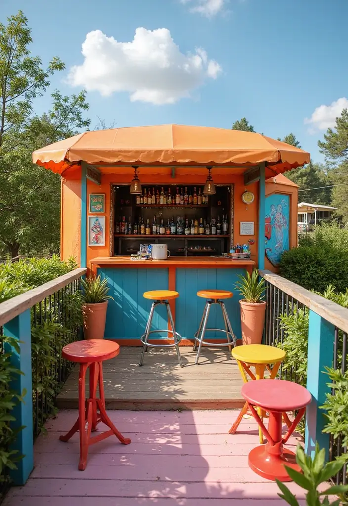 28 Balcony Bar Ideas Perfect for Relaxing Nights at Home 8 28 Balcony Bar Ideas Perfect for Relaxing Nights at Home - 8. Colorful Folding Bar