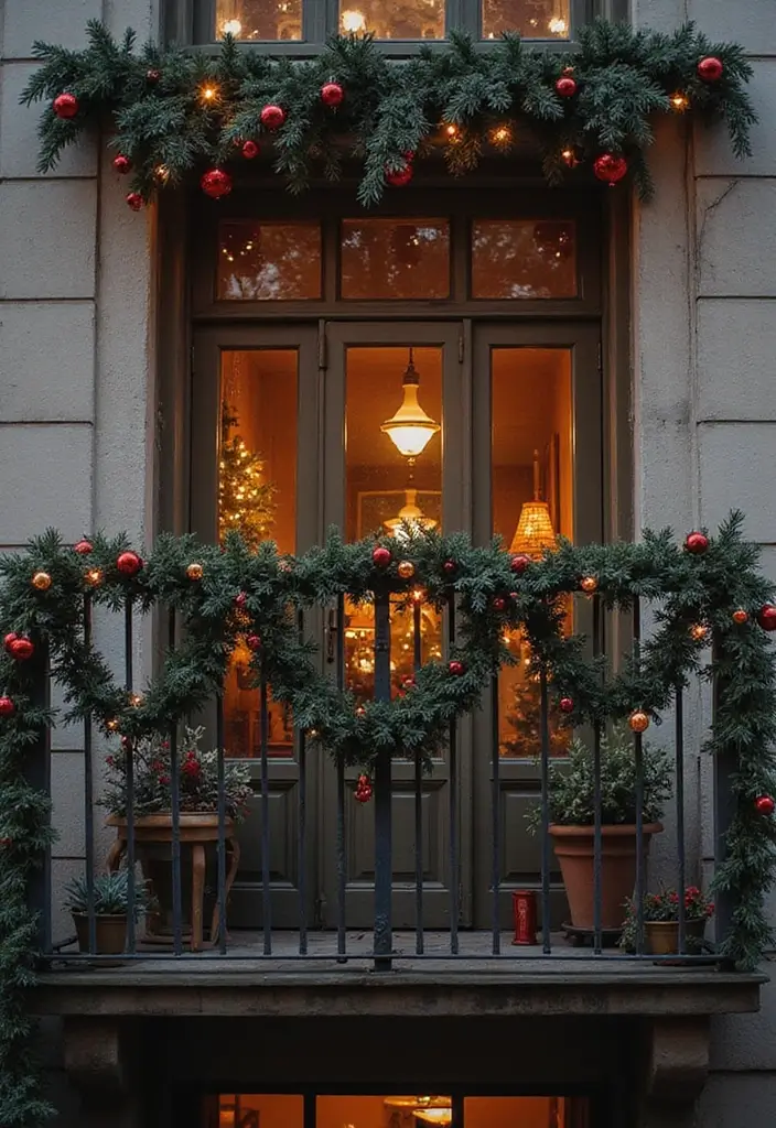 28 Balcony Christmas Decor Ideas That Spread Holiday Cheer - 21. Vintage Christmas Decor