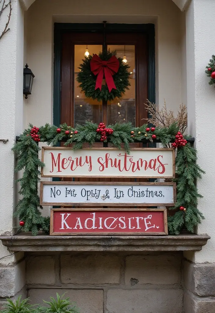 28 Balcony Christmas Decor Ideas That Spread Holiday Cheer - 25. Christmas Quotes Display