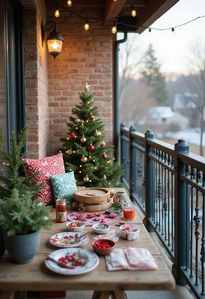 28 Balcony Christmas Decor Ideas That Spread Holiday Cheer - 26. DIY Ornaments Crafting Station