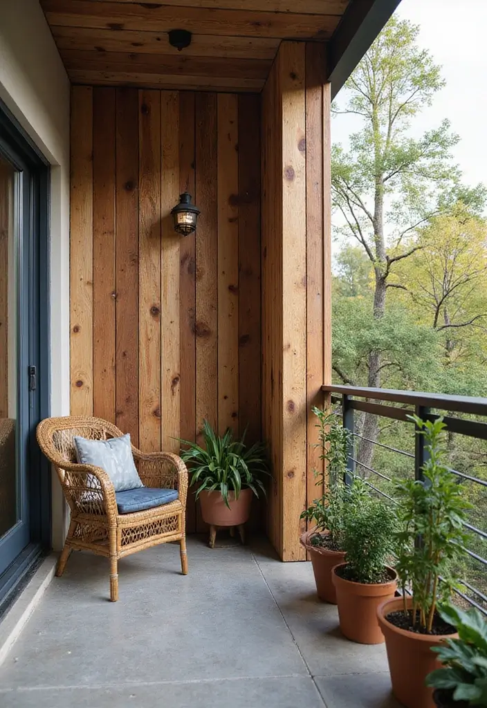 28 Balcony Divider Ideas That Add Privacy in Style - 15. Eco-Friendly Wooden Screens with Upcycled Materials