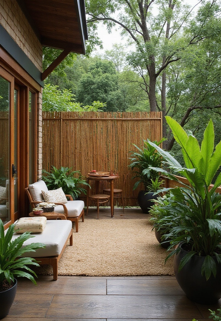 28 Balcony Divider Ideas That Add Privacy in Style - 18. Bamboo and Wood Combos for Natural Aesthetics