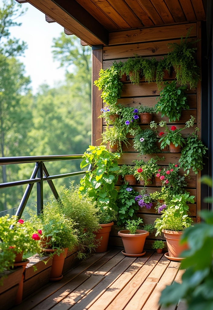28 Balcony Divider Ideas That Add Privacy in Style - 2. Vertical Garden Wall for Nature Lovers