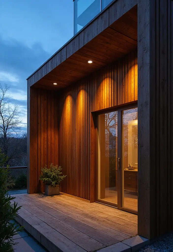 28 Balcony Divider Ideas That Add Privacy in Style - 20. Vertical Wooden Strips for Artistic Privacy