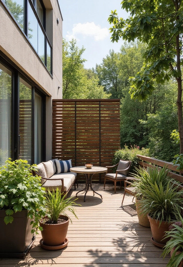 28 Balcony Divider Ideas That Add Privacy in Style - 26. Treated Wood for Longevity