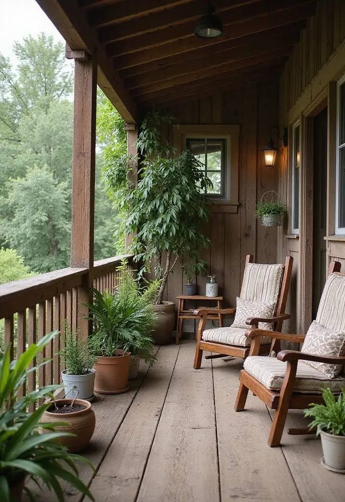 28 Balcony with Roof Ideas That Extend Outdoor Living - 18. Rustic Farmhouse Balcony