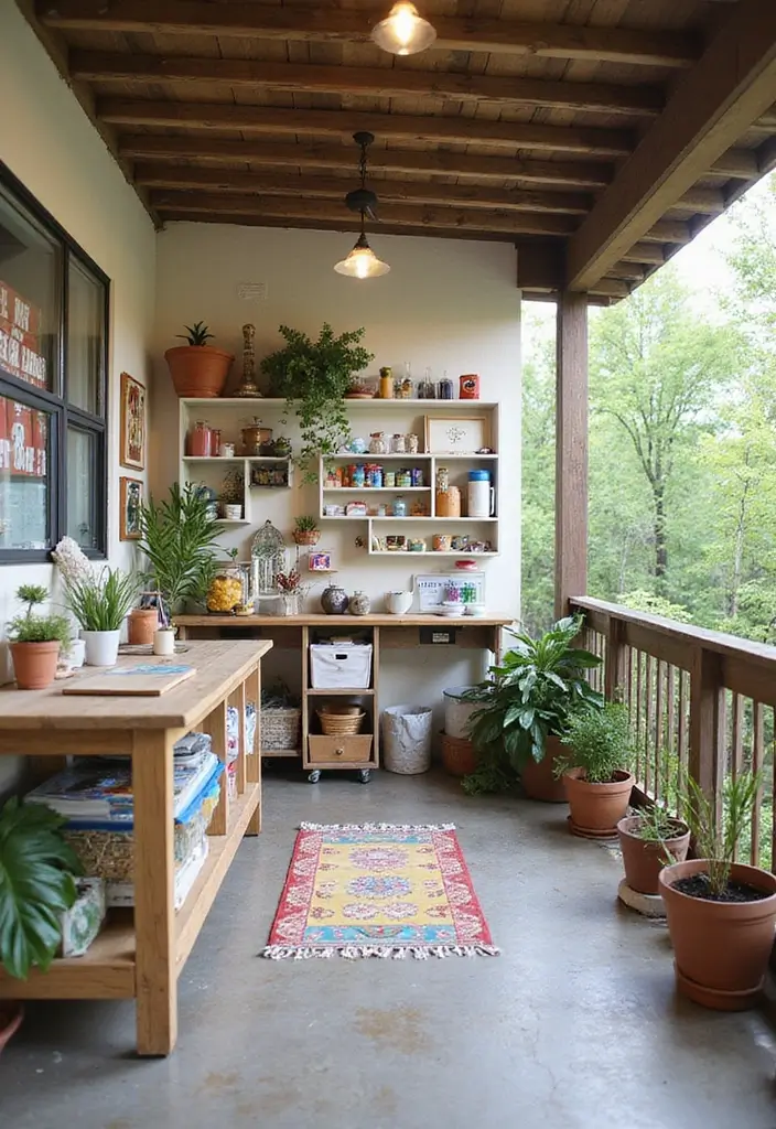 28 Balcony with Roof Ideas That Extend Outdoor Living - 21. DIY Craft Balcony