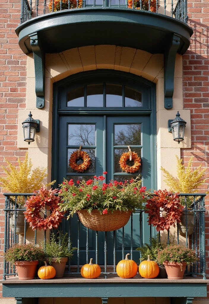 28 Balcony with Roof Ideas That Extend Outdoor Living - 25. Seasonal Decor Balcony
