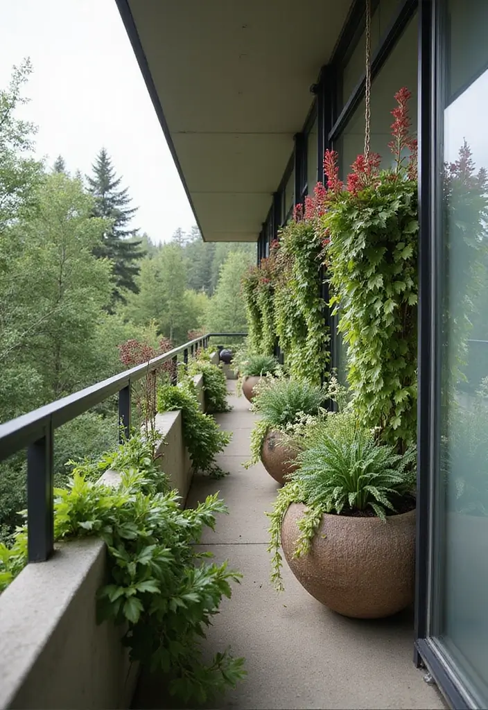 28 Balcony with Roof Ideas That Extend Outdoor Living - 28. Artistic Floating Planters