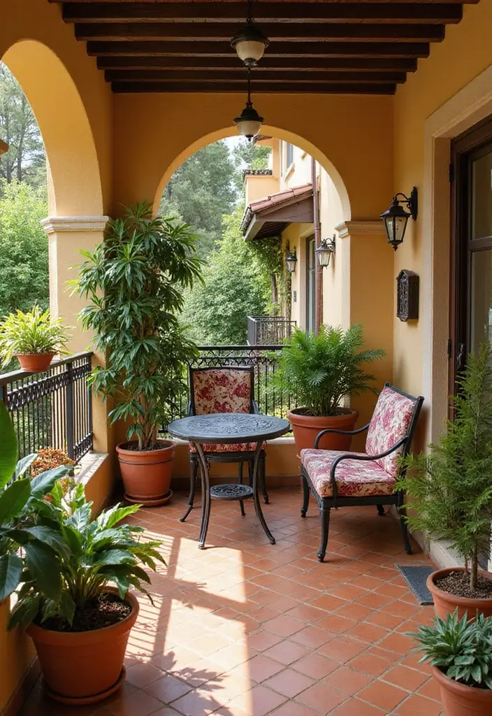 28 Balcony with Roof Ideas That Extend Outdoor Living - 4. Mediterranean-Style Oasis