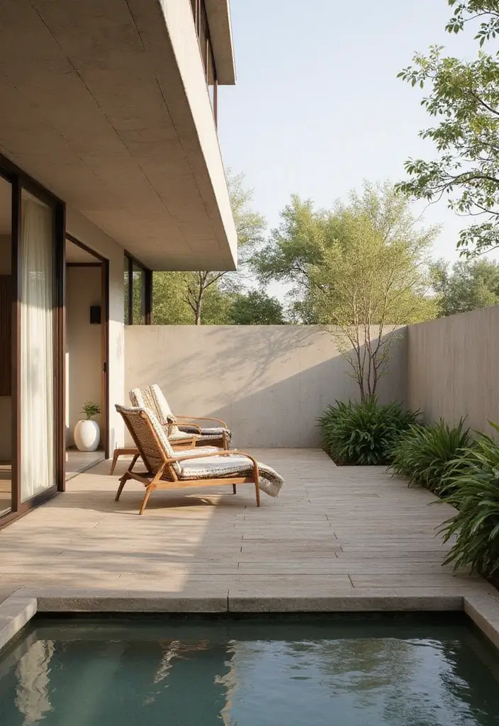 28 Balcony with Roof Ideas That Extend Outdoor Living - 6. Minimalist Zen Space